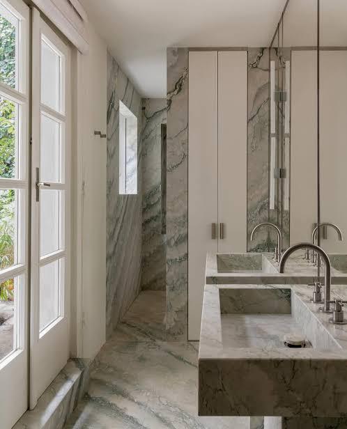 whole bathroom interior finished in sicilly green marble