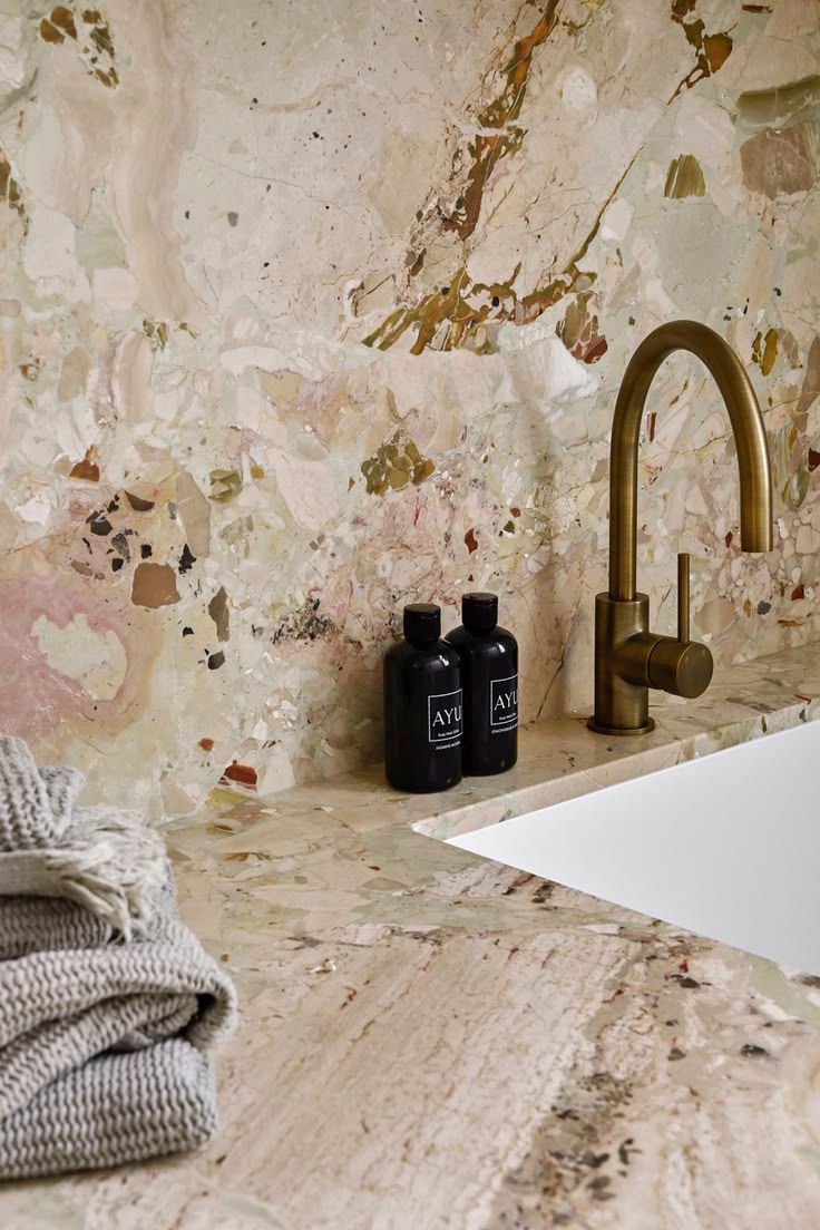 An elegant sink detail cladded with monreale marble