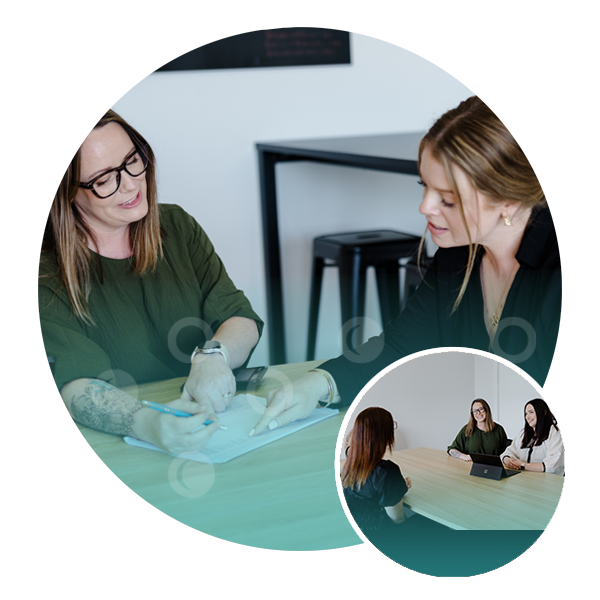 Innovative Advisory accountant helping client with her business.