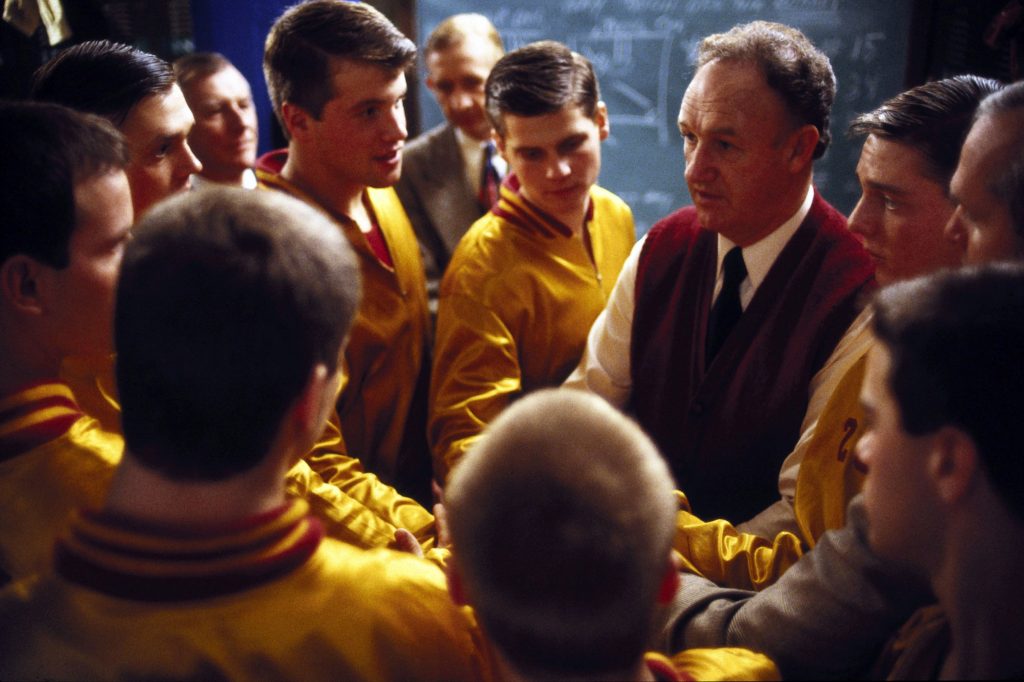 Gene Hackman giving a speech to the team in Hoosiers.