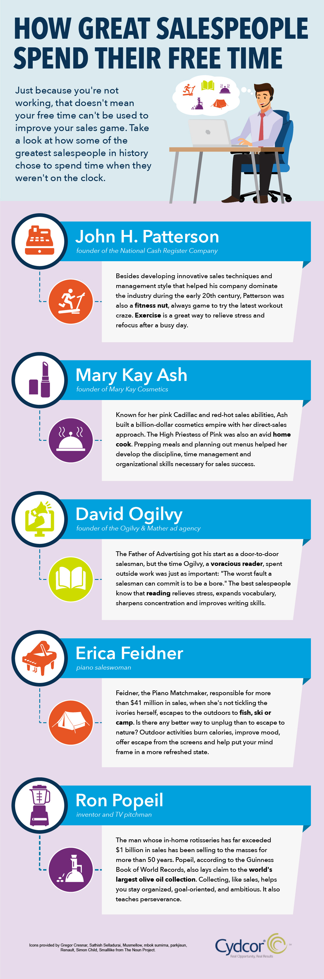 Infographic showing how great salespeople spend their free time