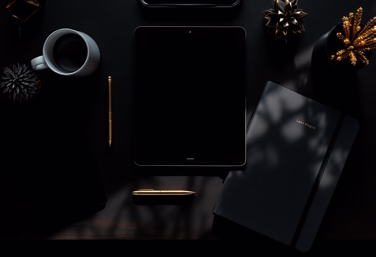 image of an elegantly styled workspace with digital devices