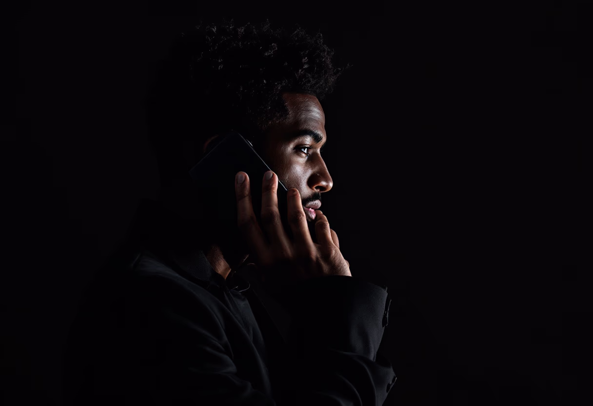 image of a person on a phone call (for a productivity tools business)