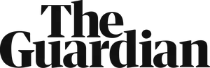 The Guardian newspaper logo in black text.