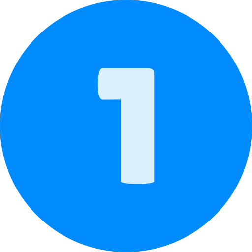Light blue number 1 centered in a solid blue circle.