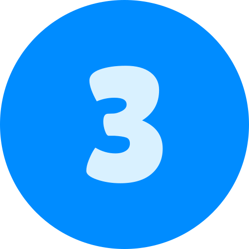 White number 3 centered in a blue circle.