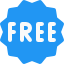 Blue badge icon with the word 'FREE' in white capital letters.