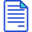 Blue document icon with bulleted lines and a folded corner on a white background.