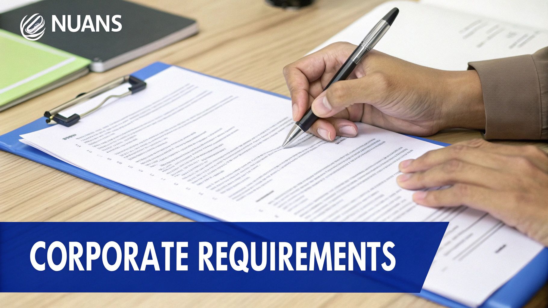 A person carefully reviewing legal documents with a pen at a desk, symbolizing attention to detail.