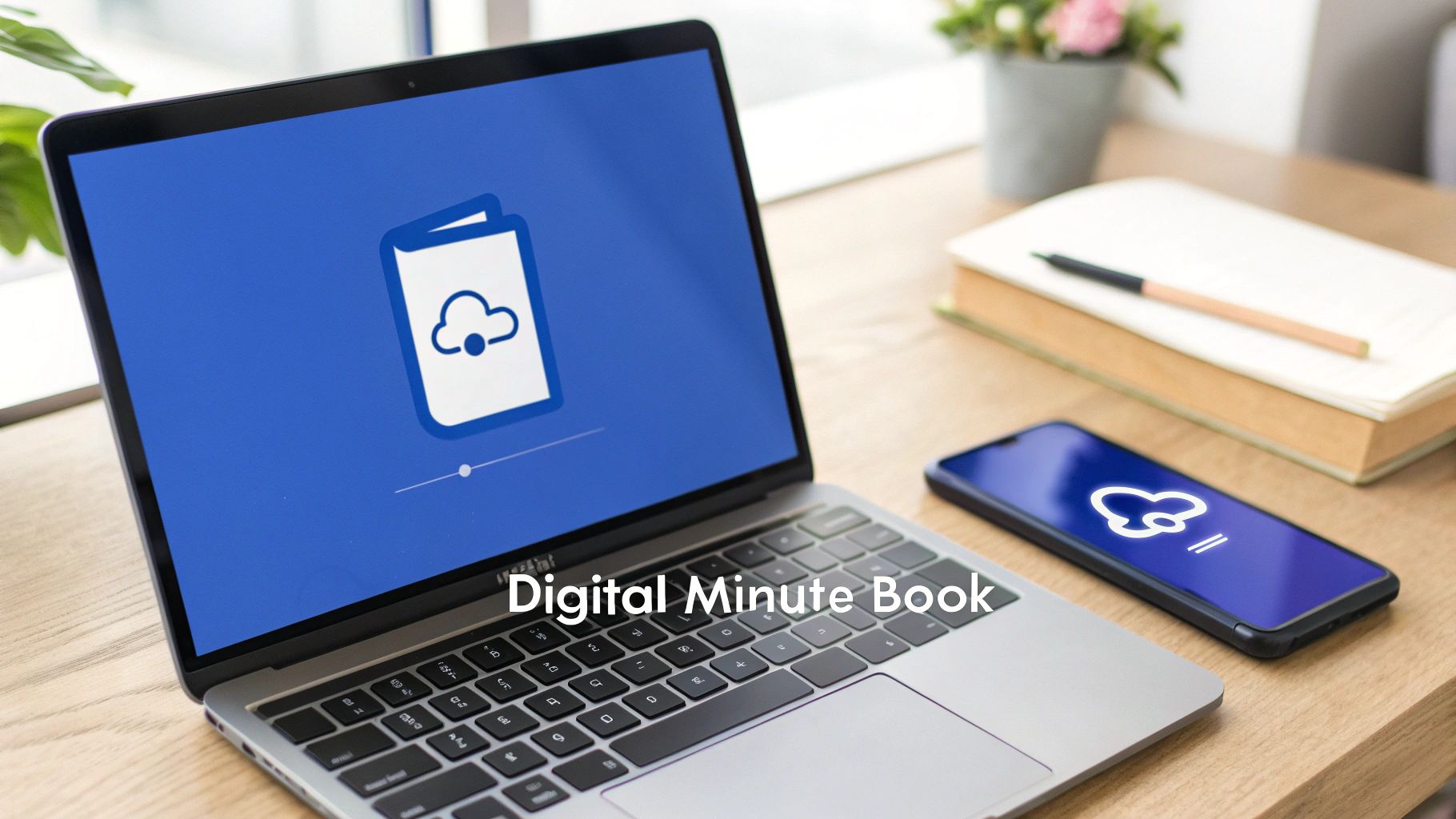 A business owner using a tablet to access their digital minute book, illustrating the convenience of Start Right Now's service.