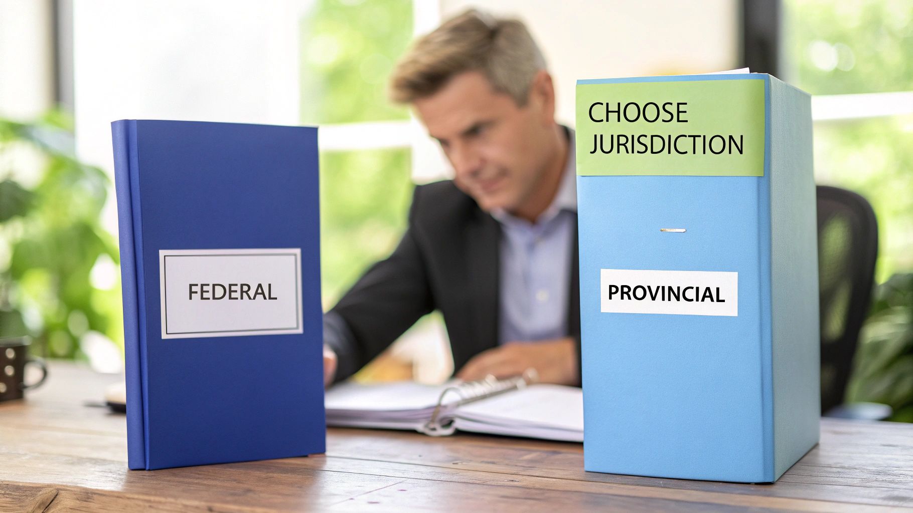 A group of diverse professionals collaborating around a modern office table, symbolizing business strategy and incorporation decisions.