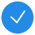 蓝色圆圈内带有黑色勾选标记的图标。