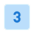 蓝色背景中间带有数字3的方形按钮。