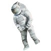 Astronaut in a white spacesuit floating in space against a black background.