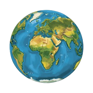 Earth globe showing continents of Africa, Europe, and parts of Asia and the Americas.