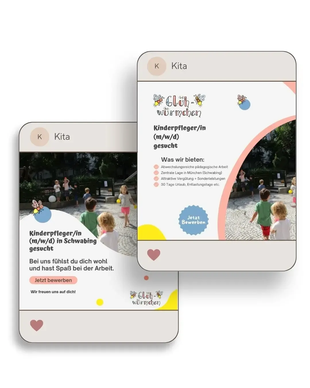 Beispiel einer Social-Media-Recruiting Werbeanzeige für Kitas auf Facebook und Instagram