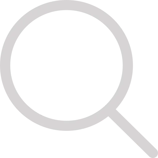 Gray magnifying glass icon on transparent background representing search.