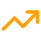 Line graph icon with an upward-trending arrow, indicating growth.