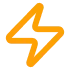 Lightning bolt graphic, symbolizing energy or speed.