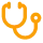 Stylized stethoscope icon, representing medical examination and healthcare services.