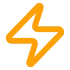 Vector graphic of a lightning bolt, symbolizing energy or speed.