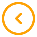 Orange left-pointing arrow inside an orange circle.