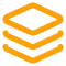 Stacked orange cubes icon representing layered data or storage.