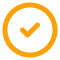 Orange circular checkmark icon.
