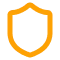 Orange shield icon with rounded corners.