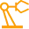 Icon of an orange robotic arm with a hexagonal nut at the end, representing automation or robotics.