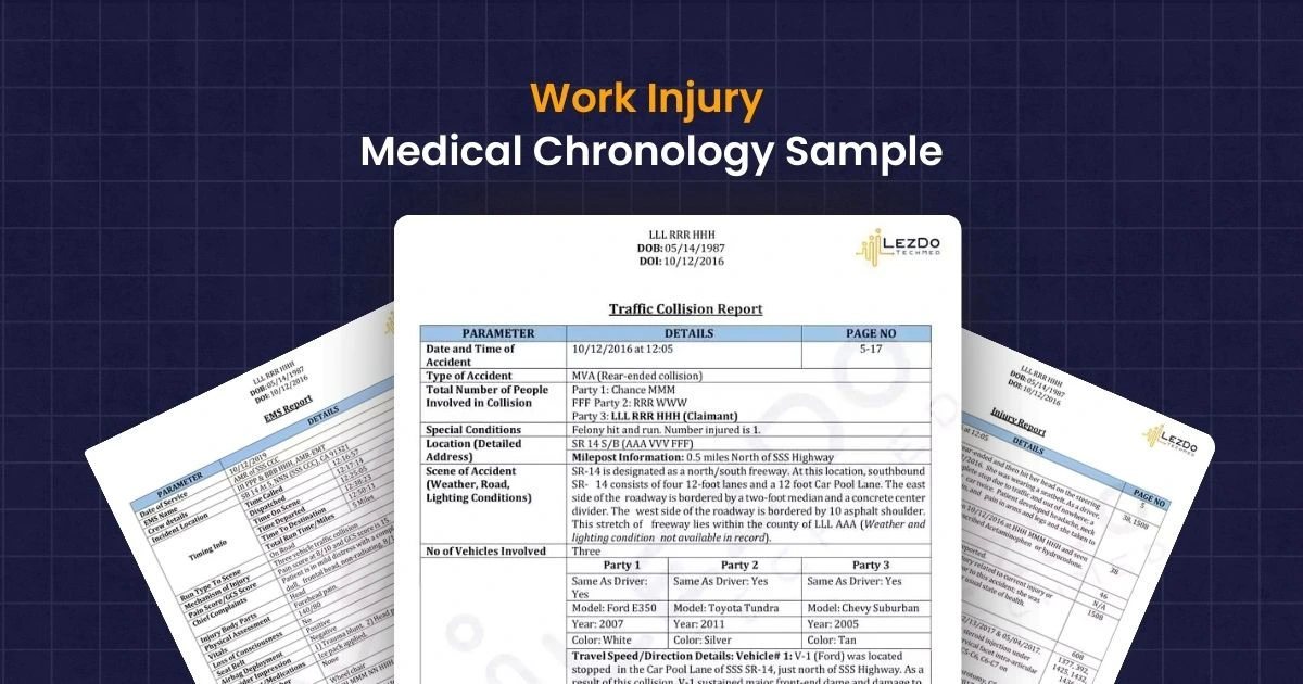 Work injury medical chronology sample