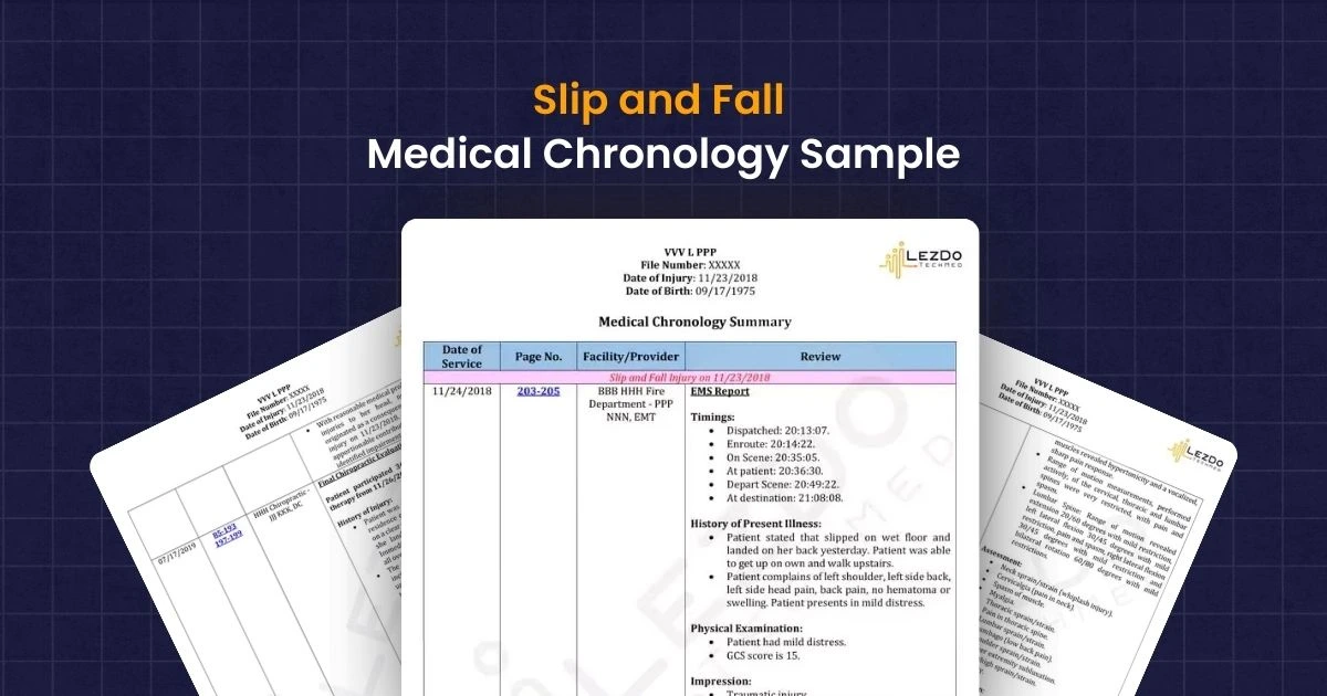 Slip and fall medical chronology sample