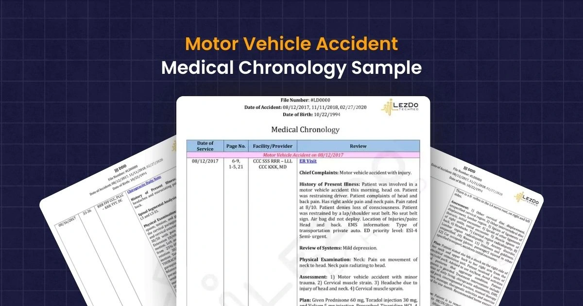 Motor Vehicle Accident Medical Chronology Sample