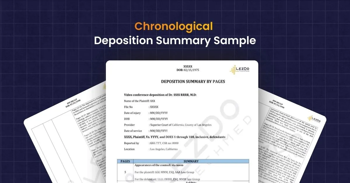 Chronological deposition summary sample