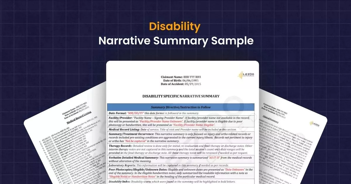 Disability narrative summary sample