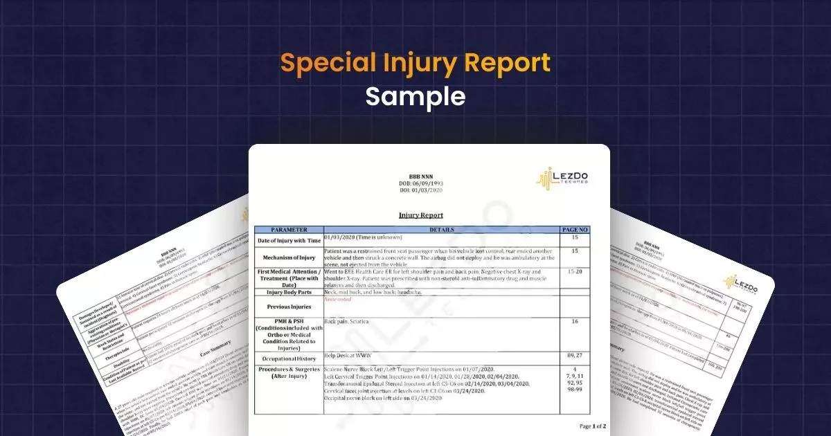 Special Injury Report Sample