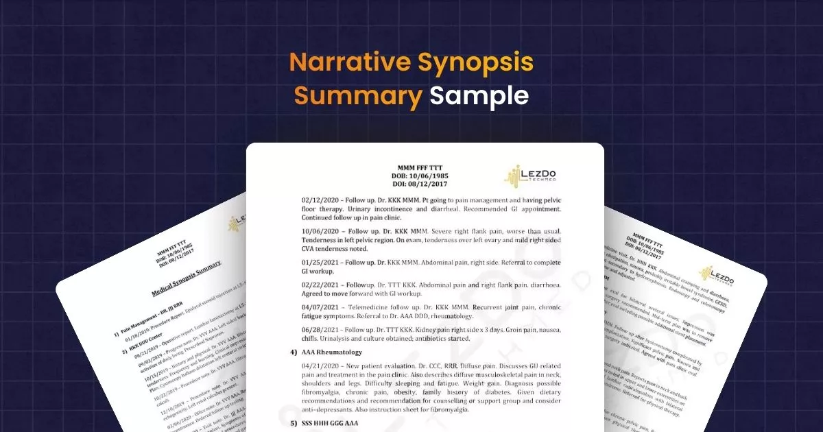 Narrative Synopsis Summary Sample LezDo TechMed