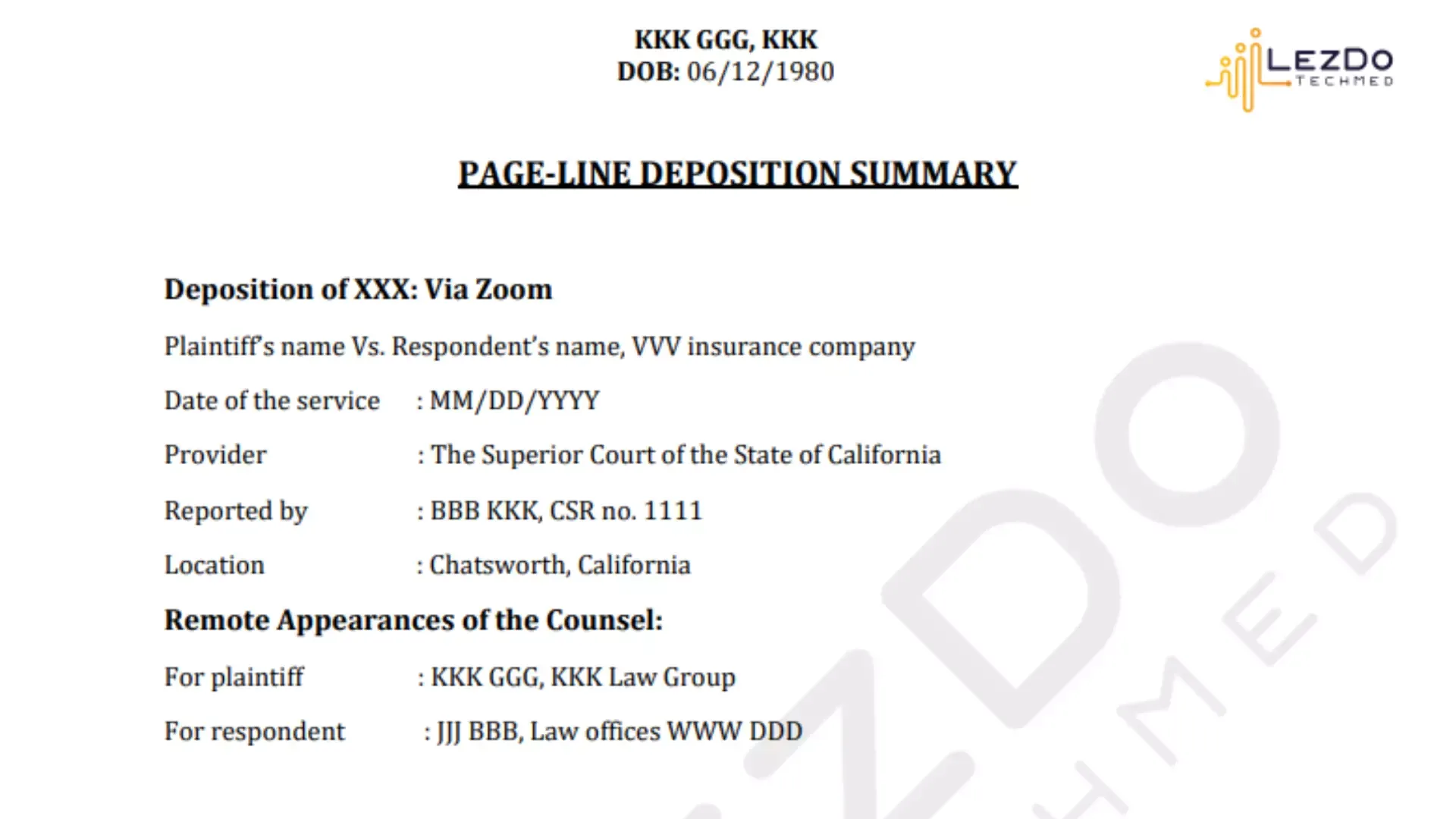an image of LezDo-TechMed's Page-line summary sample