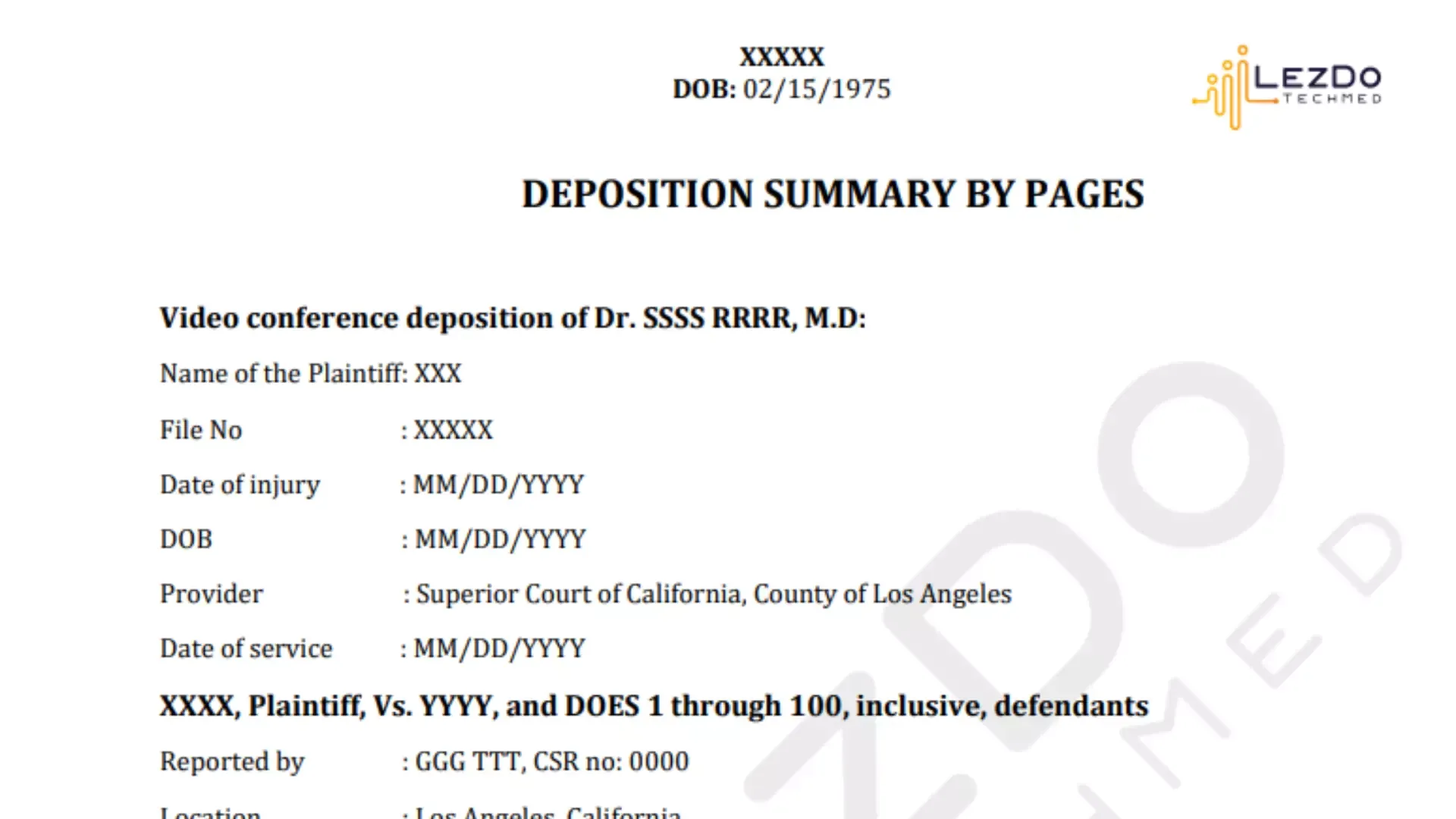 an image of LezDo TechMed's Page-wise summary sample