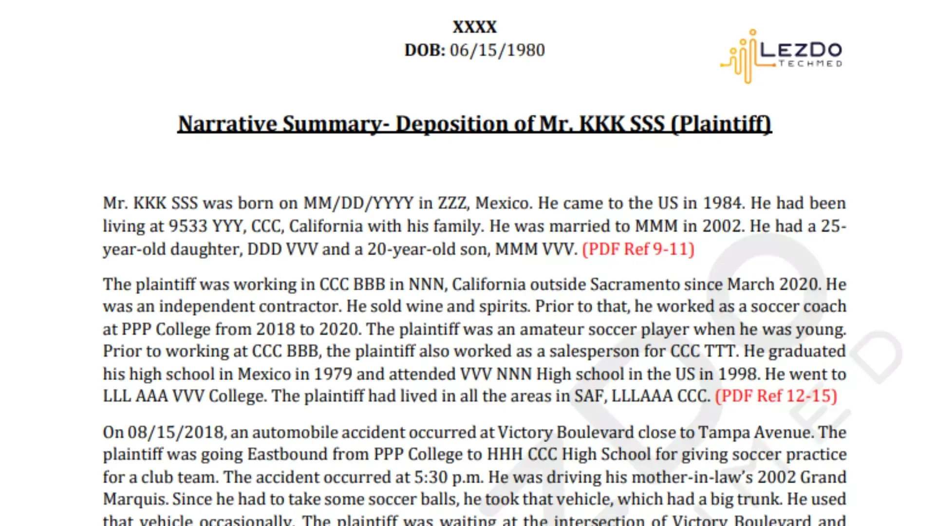 image showing narrative deposition summary