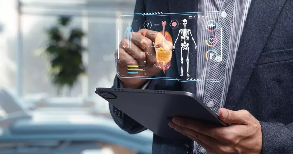 Grayscale image of a robotic arm in a clean, modern environment.