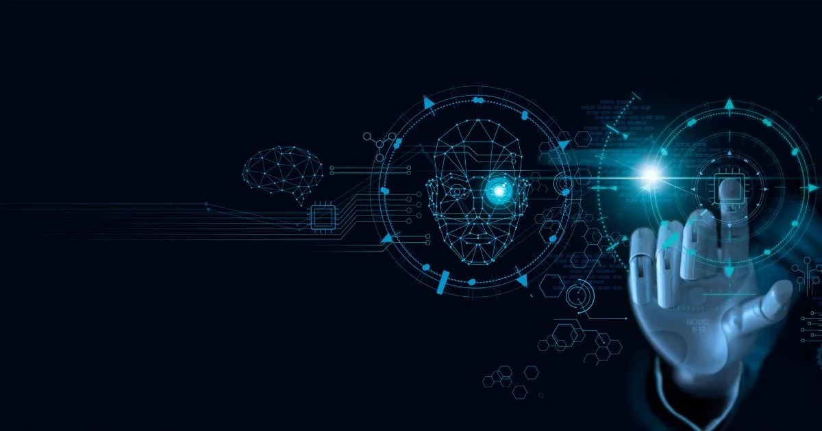 Grayscale image of a robotic arm in a clean, modern environment.