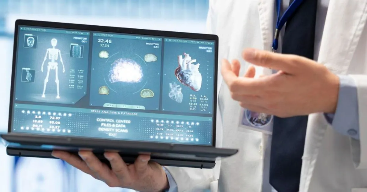 Grayscale image of a robotic arm in a clean, modern environment.