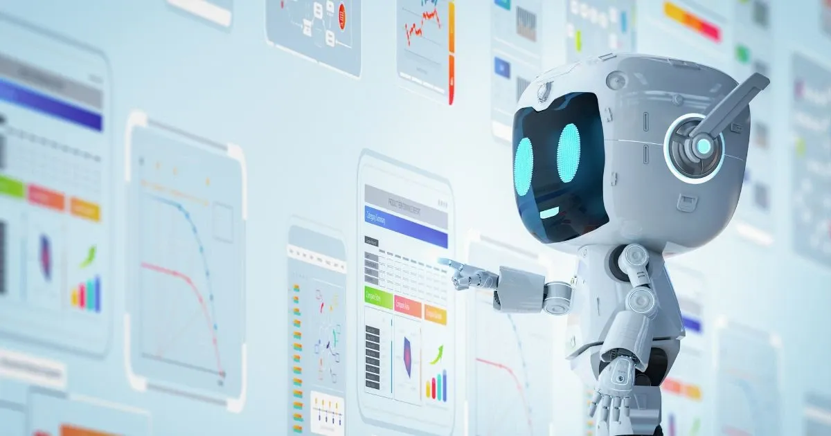 Grayscale image of a robotic arm in a clean, modern environment.