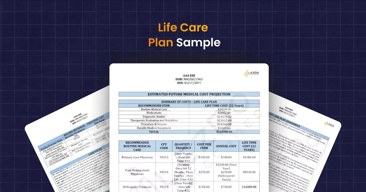 life care plan sample