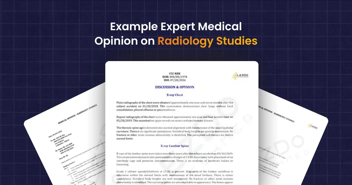 Expert medical opinion sample on radiology