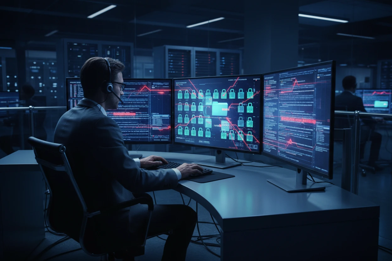 Grayscale image of a robotic arm in a clean, modern environment.