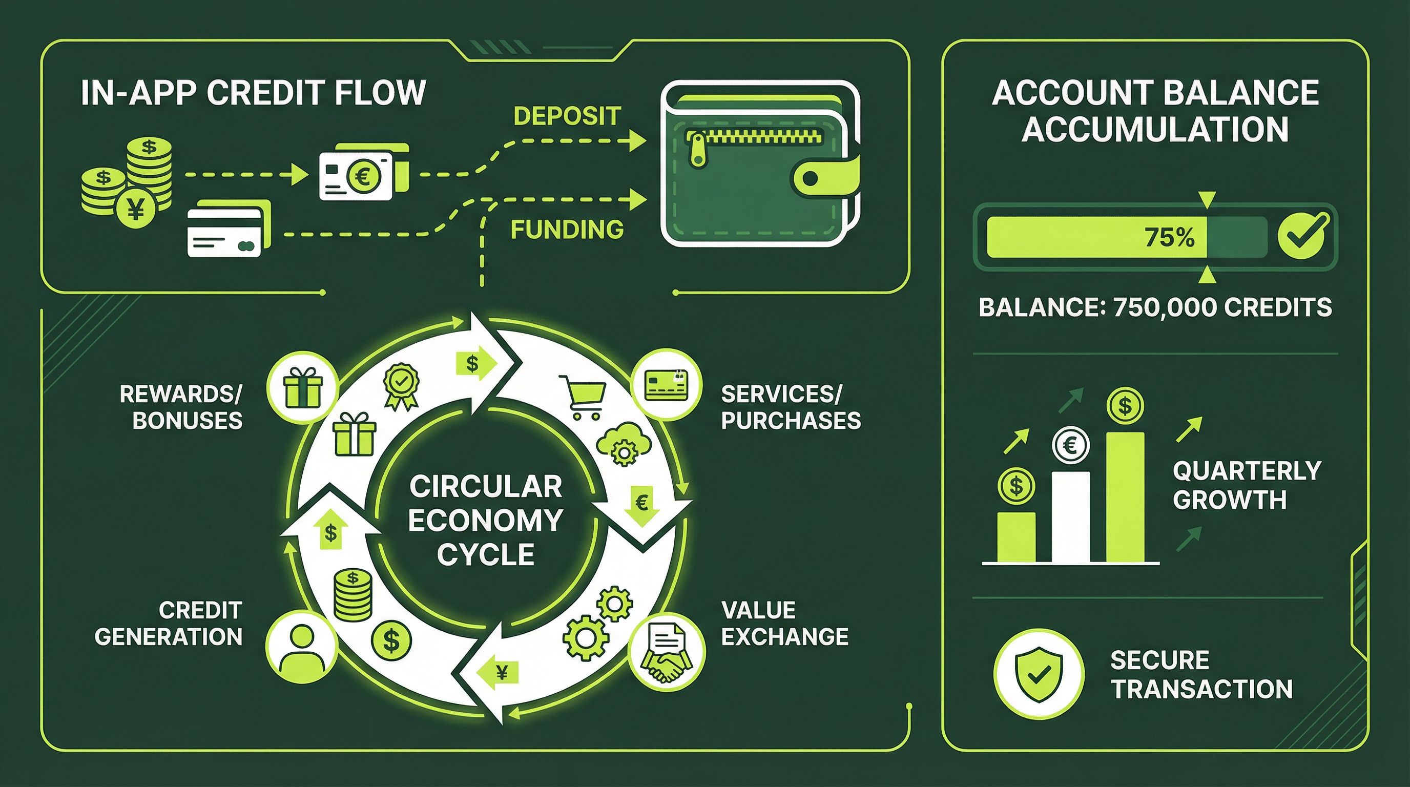 Product credits flowing into user account as referral rewards