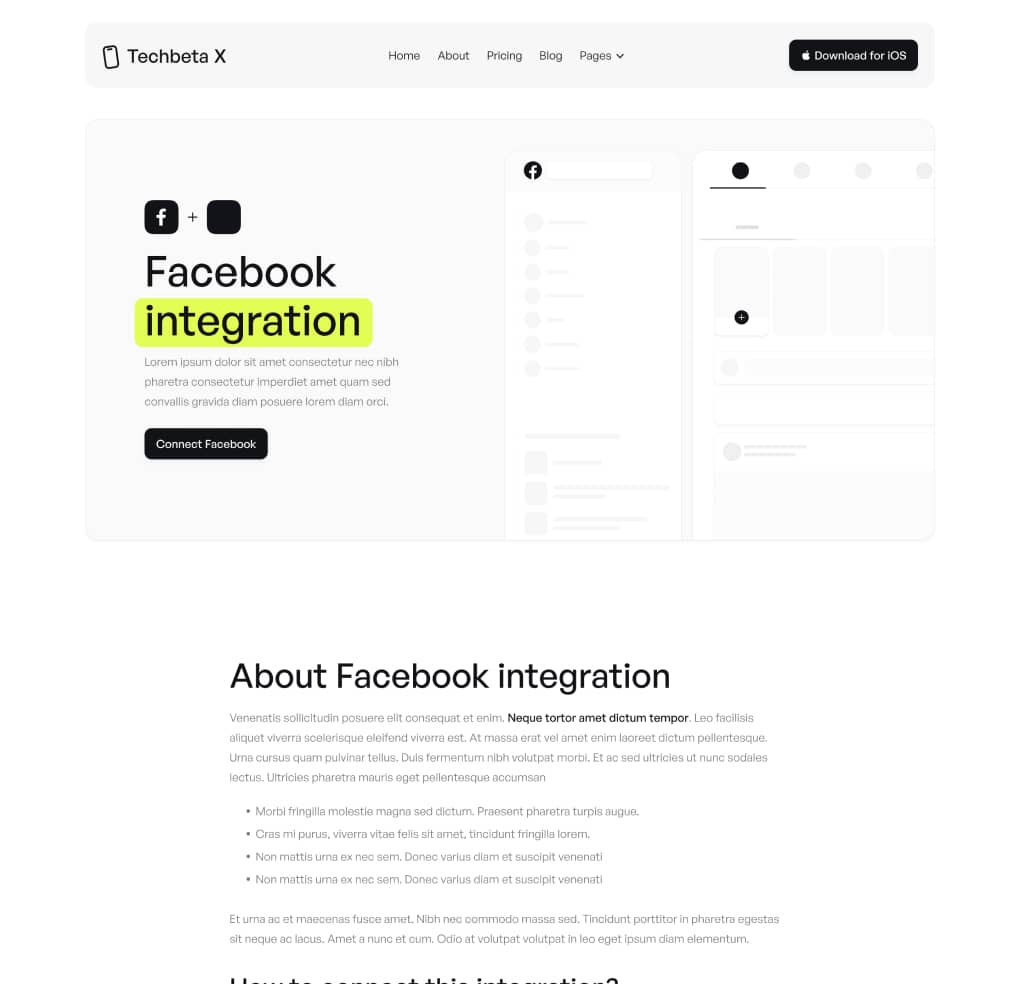 Techbeta X - Integration Single Page - Tech App Webflow Template