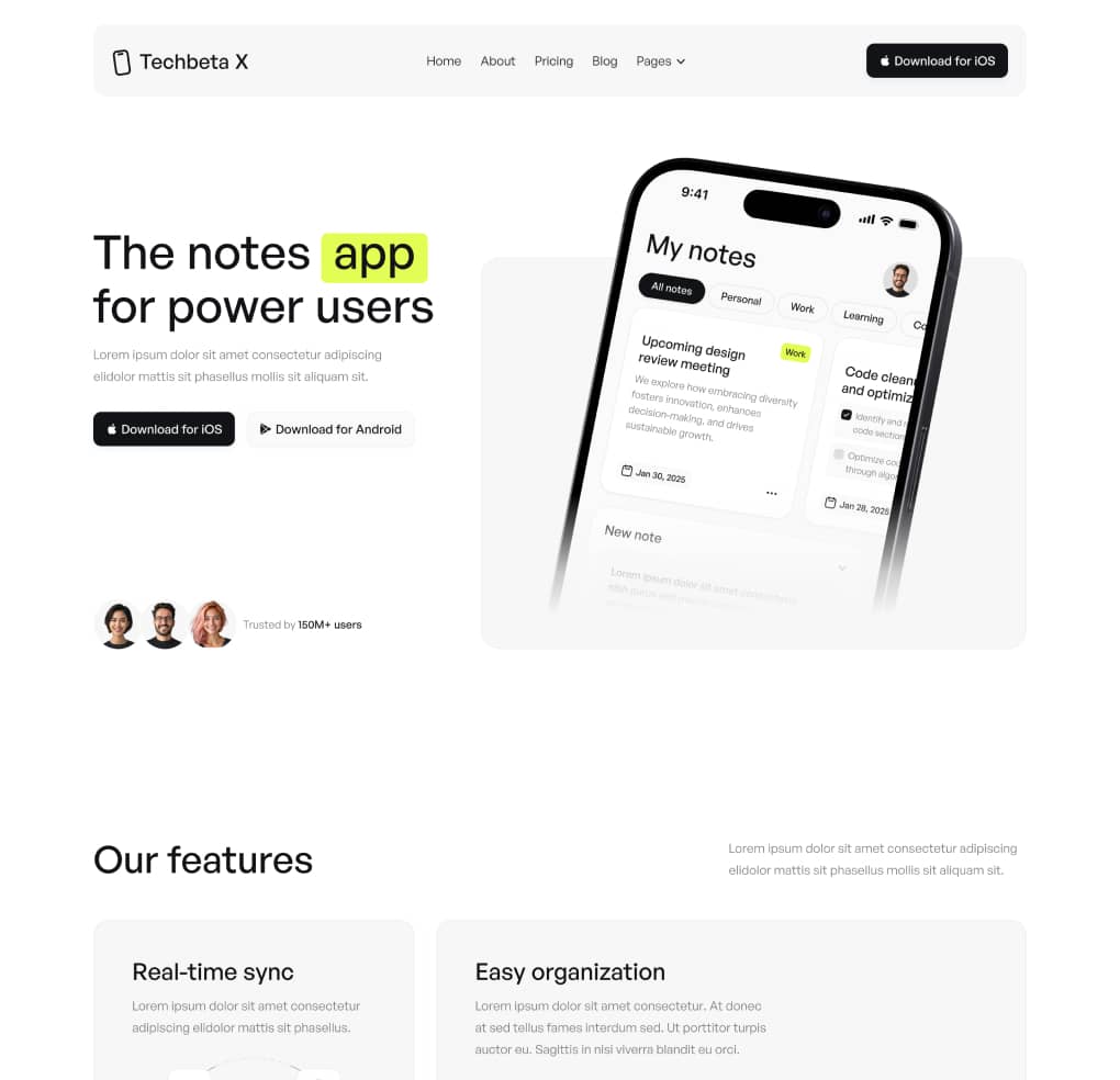 Techbeta X - Home V1 Page - Tech App Webflow Template